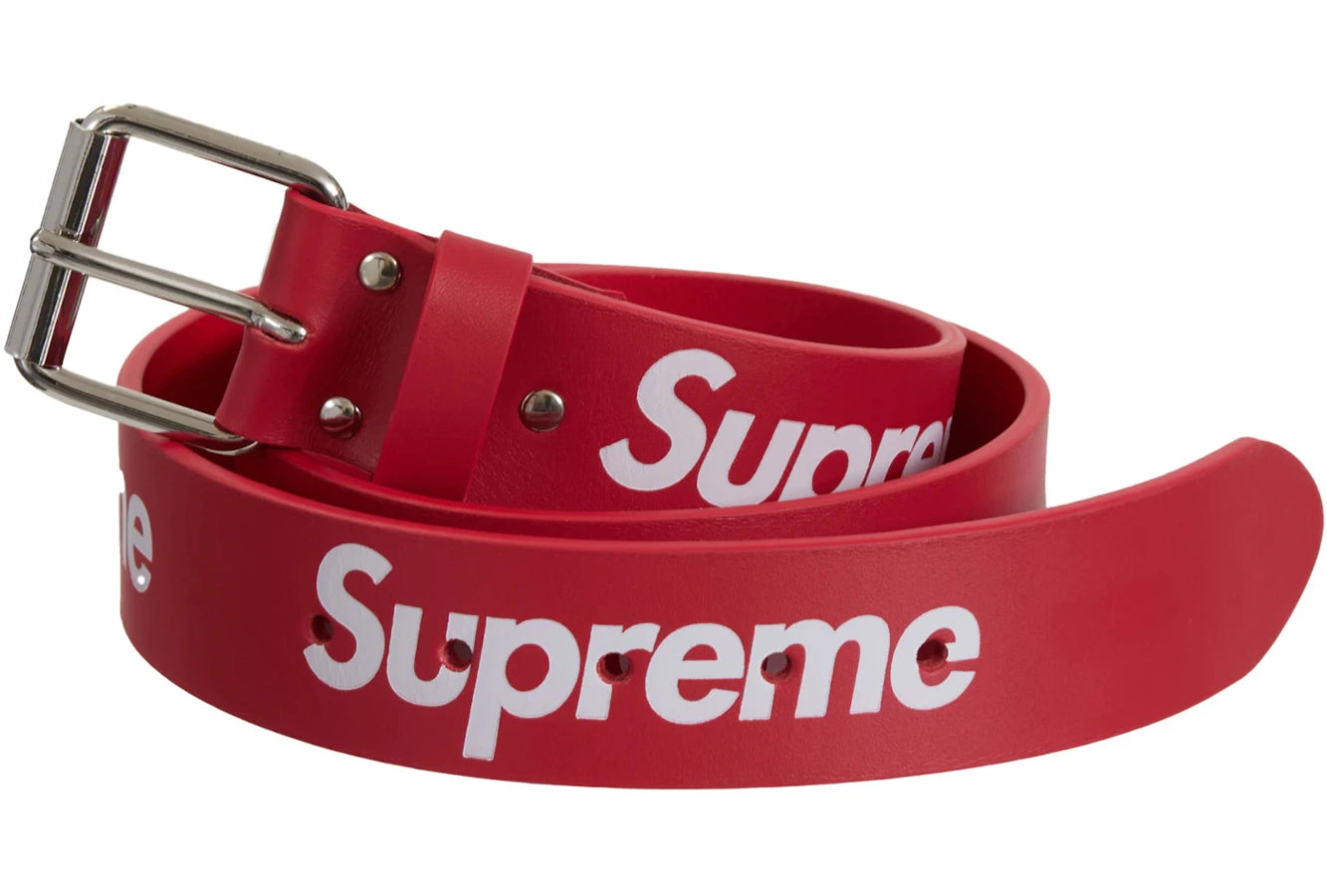 Supreme Repeat Leather Belt Red