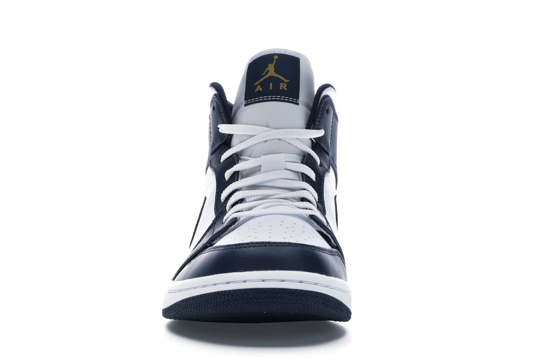 Air Jordan 1 Mid White Metallic Gold Obsidian